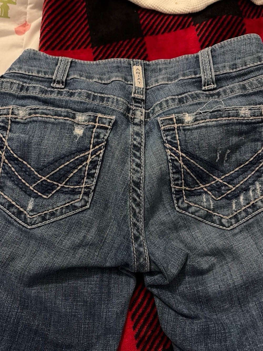 Ariat Women's Blue Distressed Bootcut Jeans with Contrast Stitching